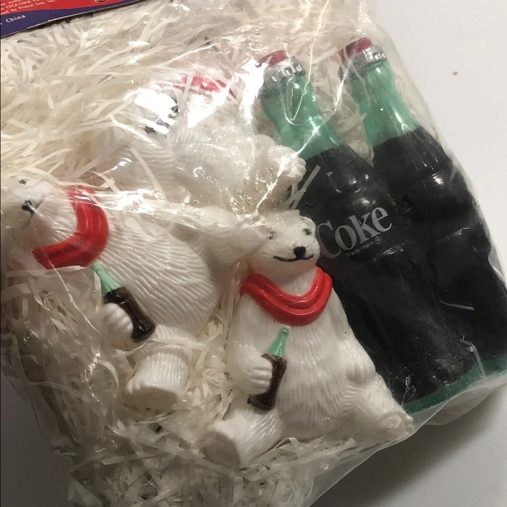 Vintage Coca Cola Polar Bear & Coke Bottle String Lights from 1996